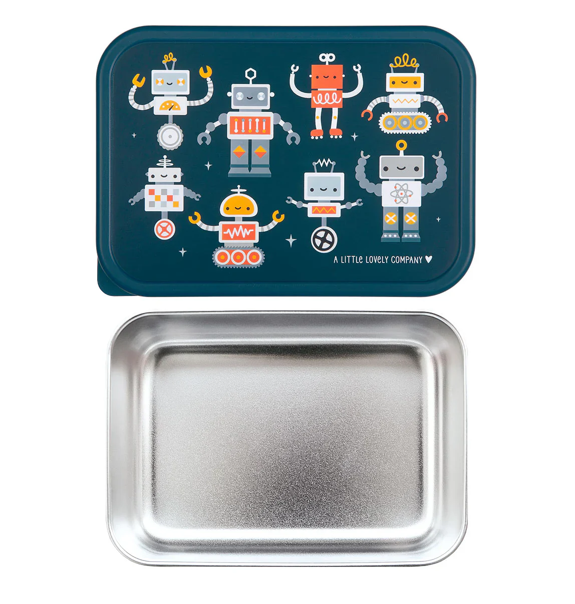 A Little Lovely Company RVS Lunchbox | Robots - Image 3