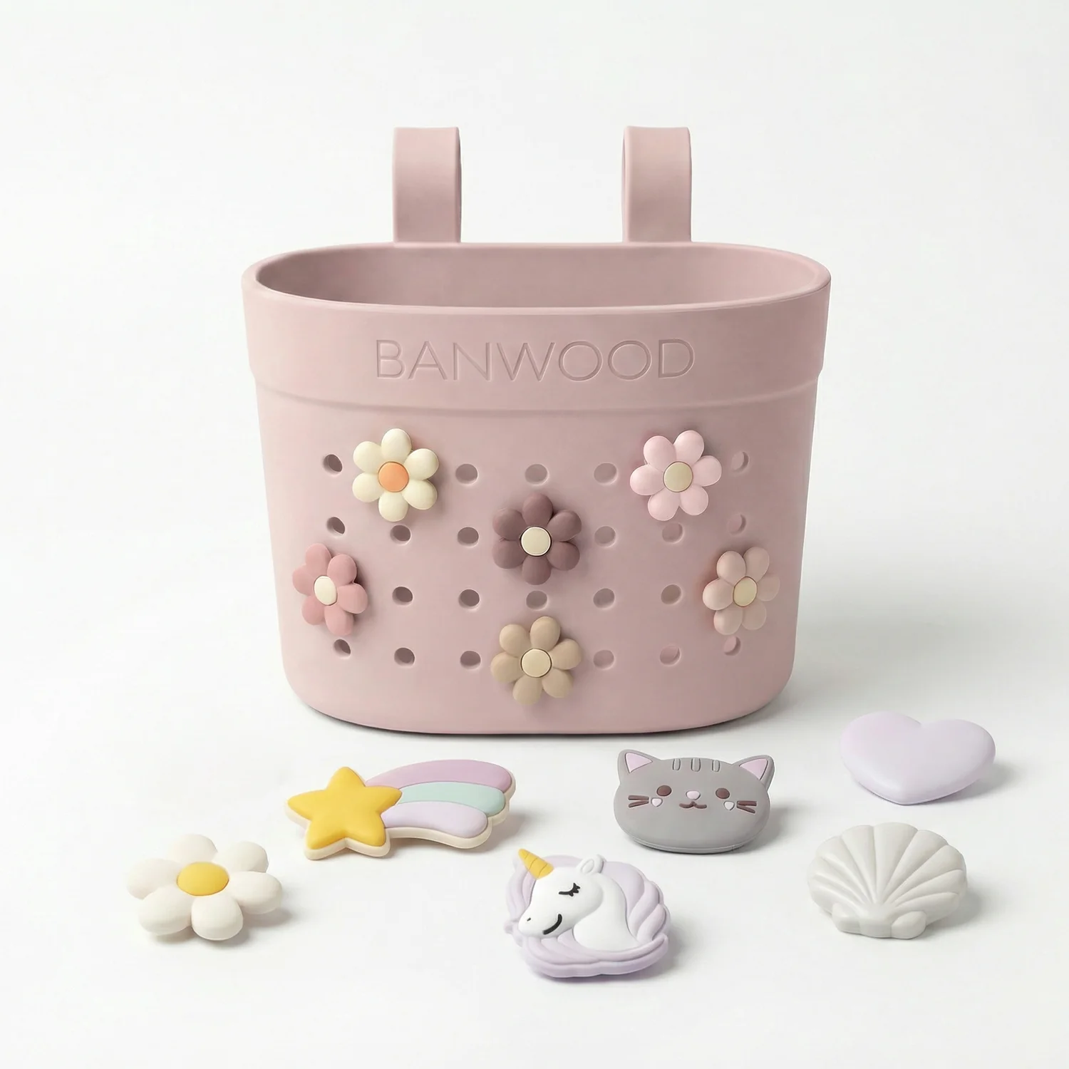 Banwood Fietsmandje Pin & Ride | Faded Pink - Image 3