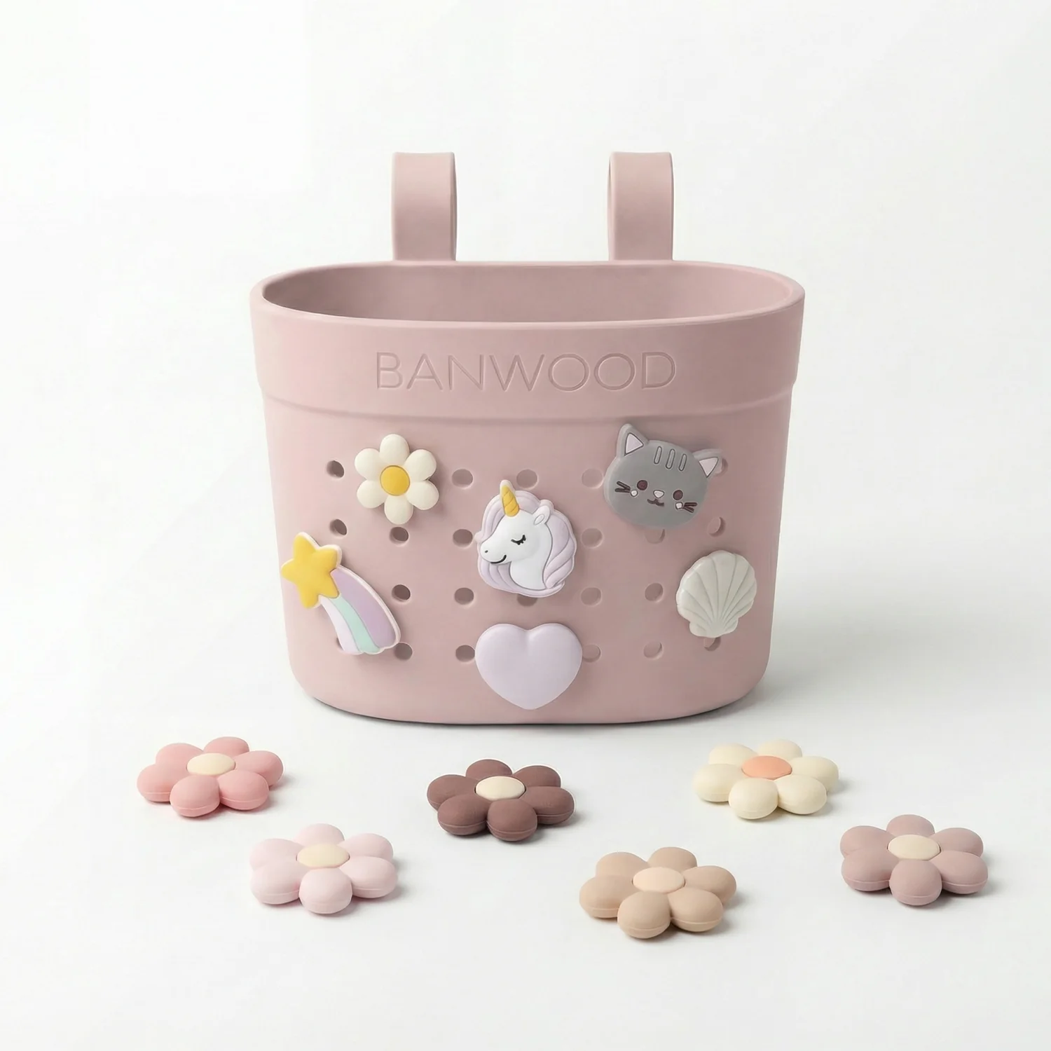 Banwood Fietsmandje Pin & Ride | Faded Pink - Image 4