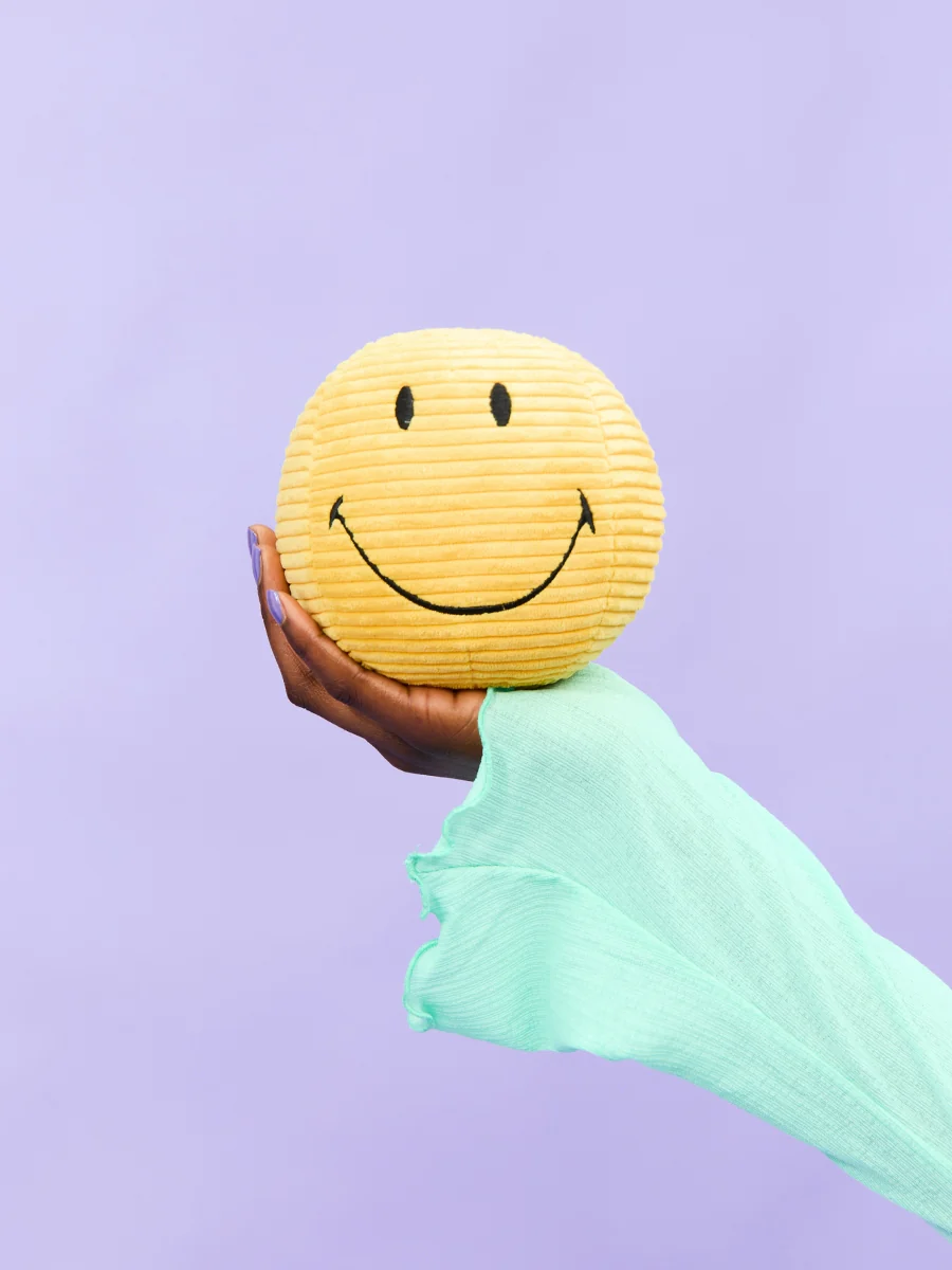 * Bon Ton Toys x Smiley Knuffel Eco Corduroy 13cm | Geel - Image 5