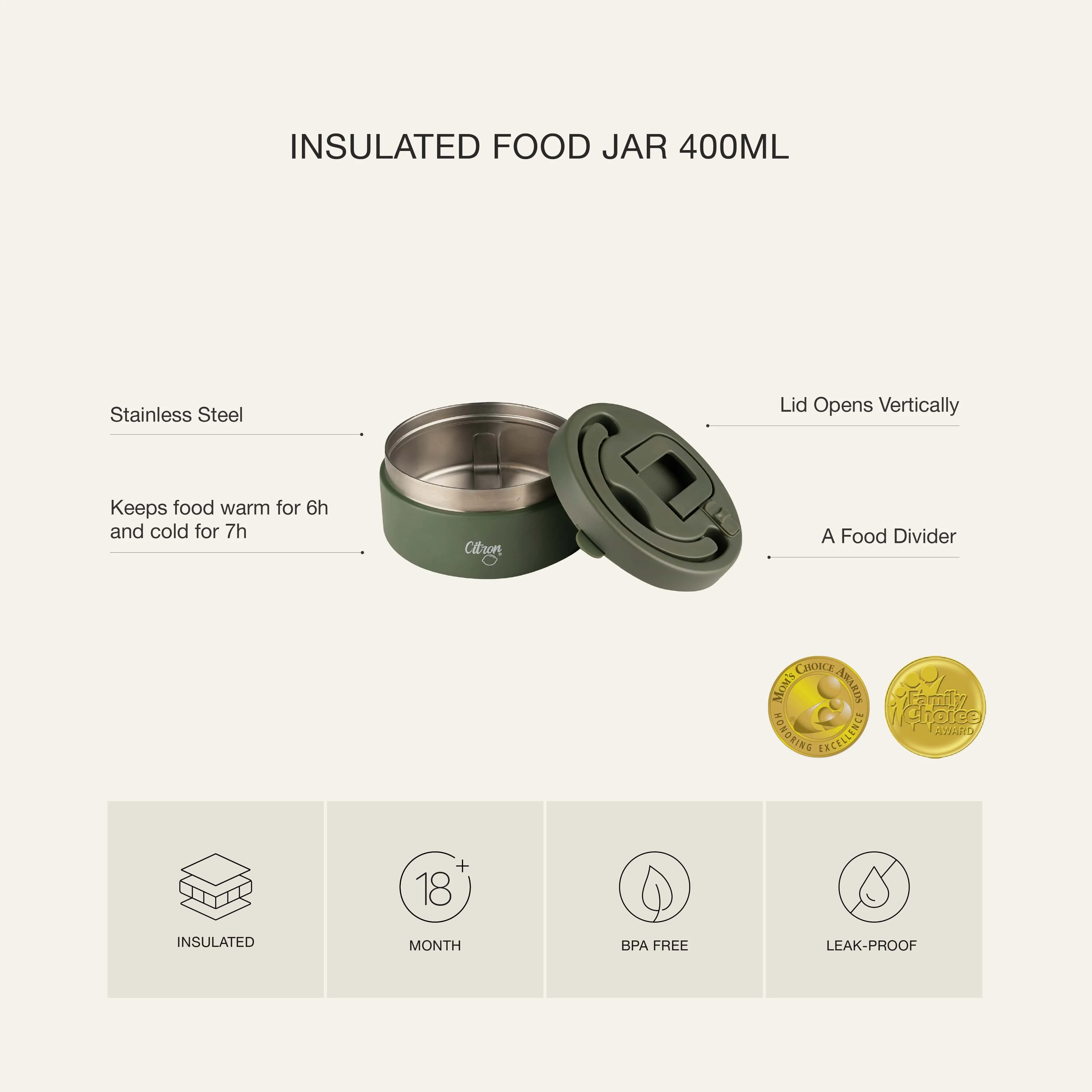 Citron Food Jar Stainless Steel 450ml | Blush Pink - Image 4