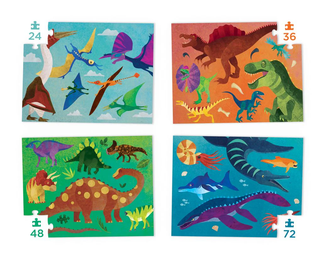 Crocodile Creek Four Puzzel Set | Dinosaurussen - Image 2