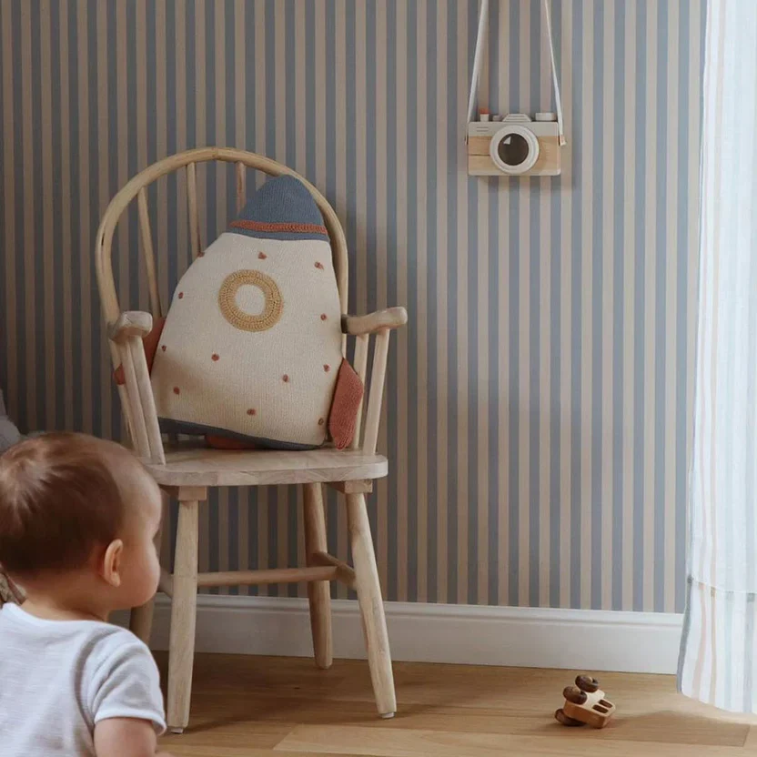 Dekornik Behang Simple Vintage Stripes Beige Blue - Image 3