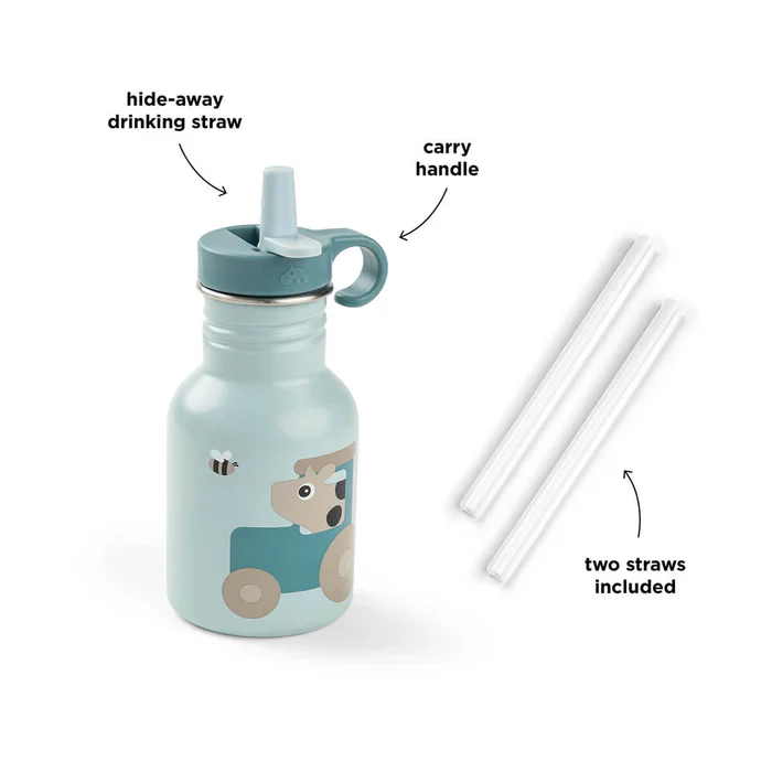 Done By Deer Drinkfles RVS 350ml | Tiny Farm Blue - Image 2
