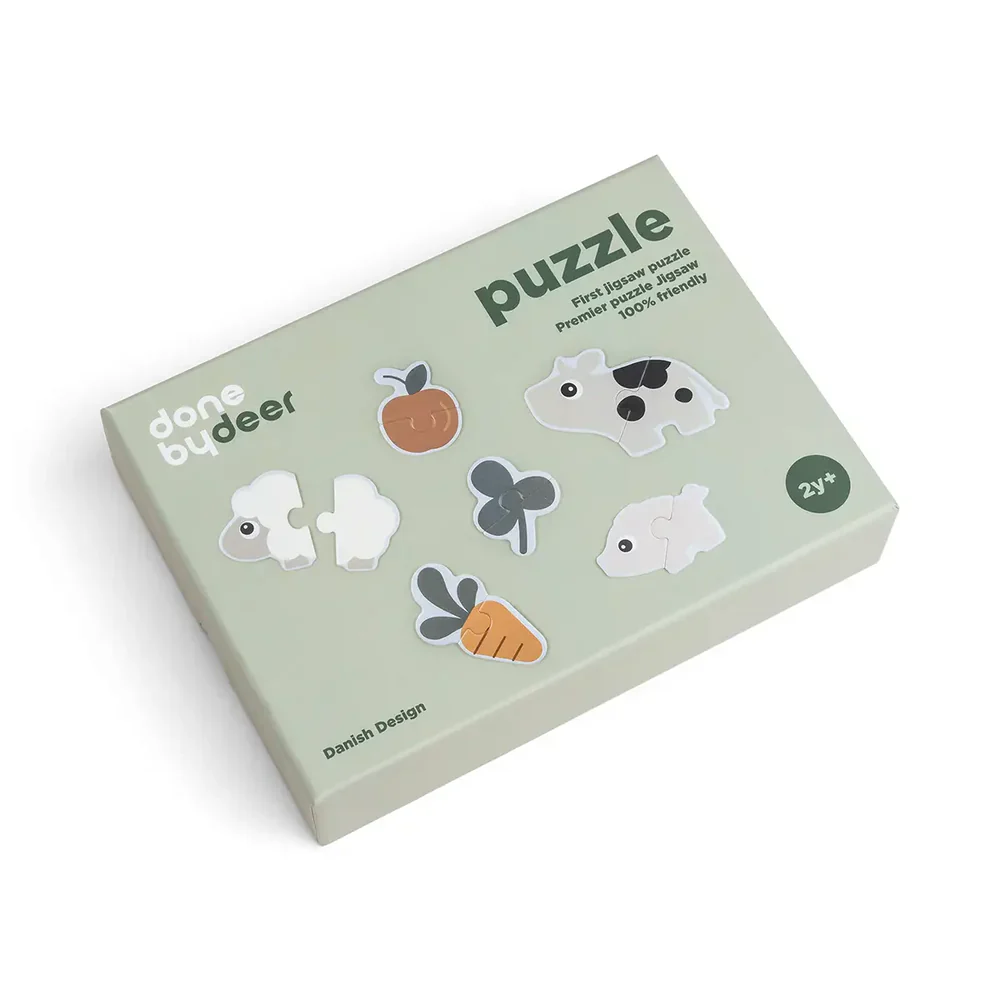 * Done By Deer First Jigsaw Puzzel Set Tiny Farm Colour Mix - Image 2