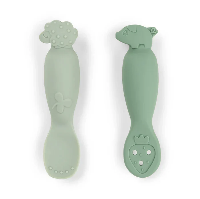Done By Deer Learning Spoon Set | Tiny Farm Green
