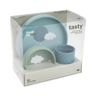 Done By Deer Silicone Eetset | Happy Clouds Blue - Image 4