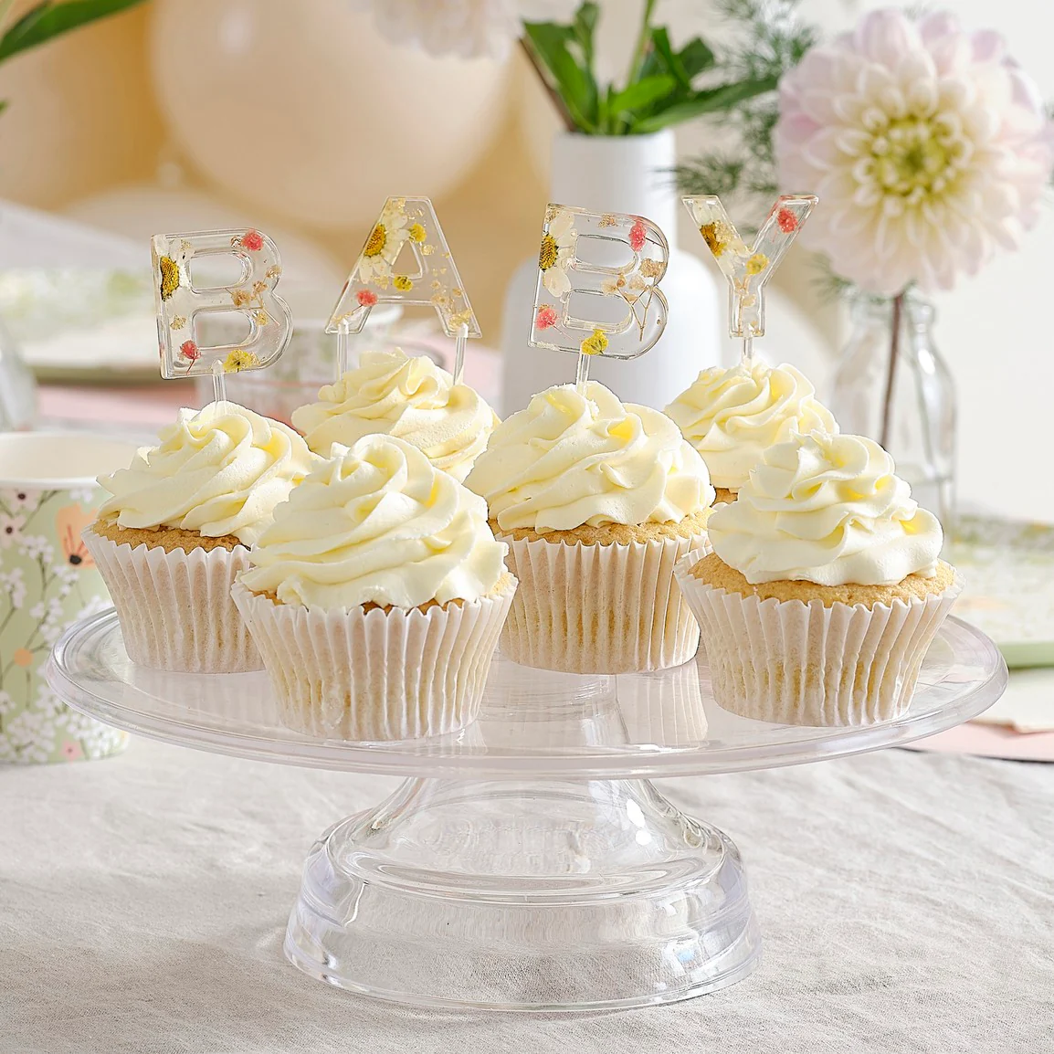 * Ginger Ray Pressed Flowers Baby Cake Topper