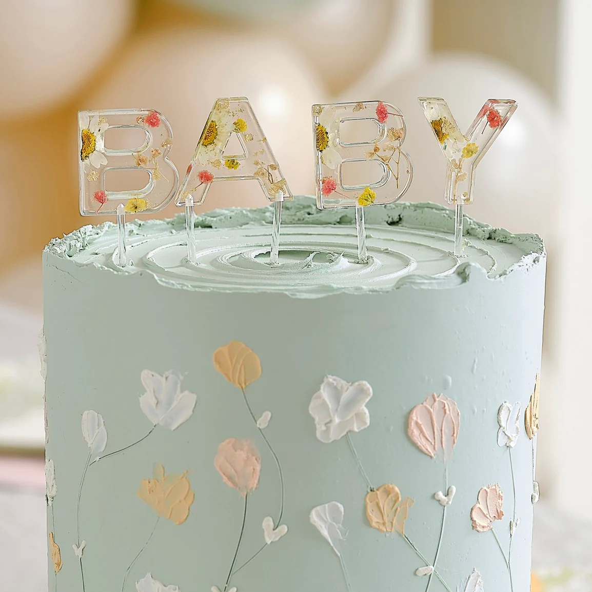 * Ginger Ray Pressed Flowers Baby Cake Topper - Image 3