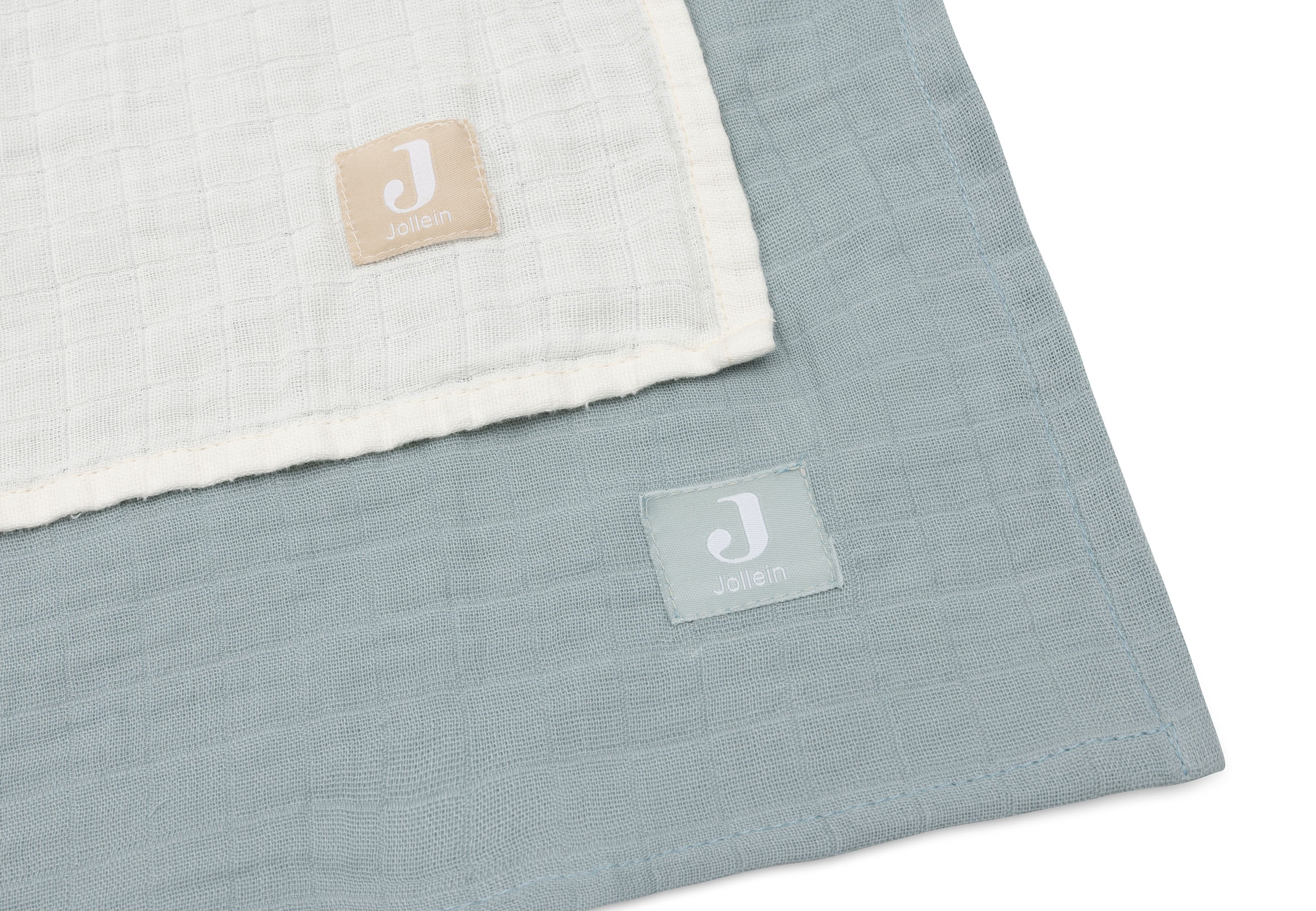 * Jollein Hydrofiele Doek Large 115x115cm Sea Green/Ivory (2Pack) - Image 3