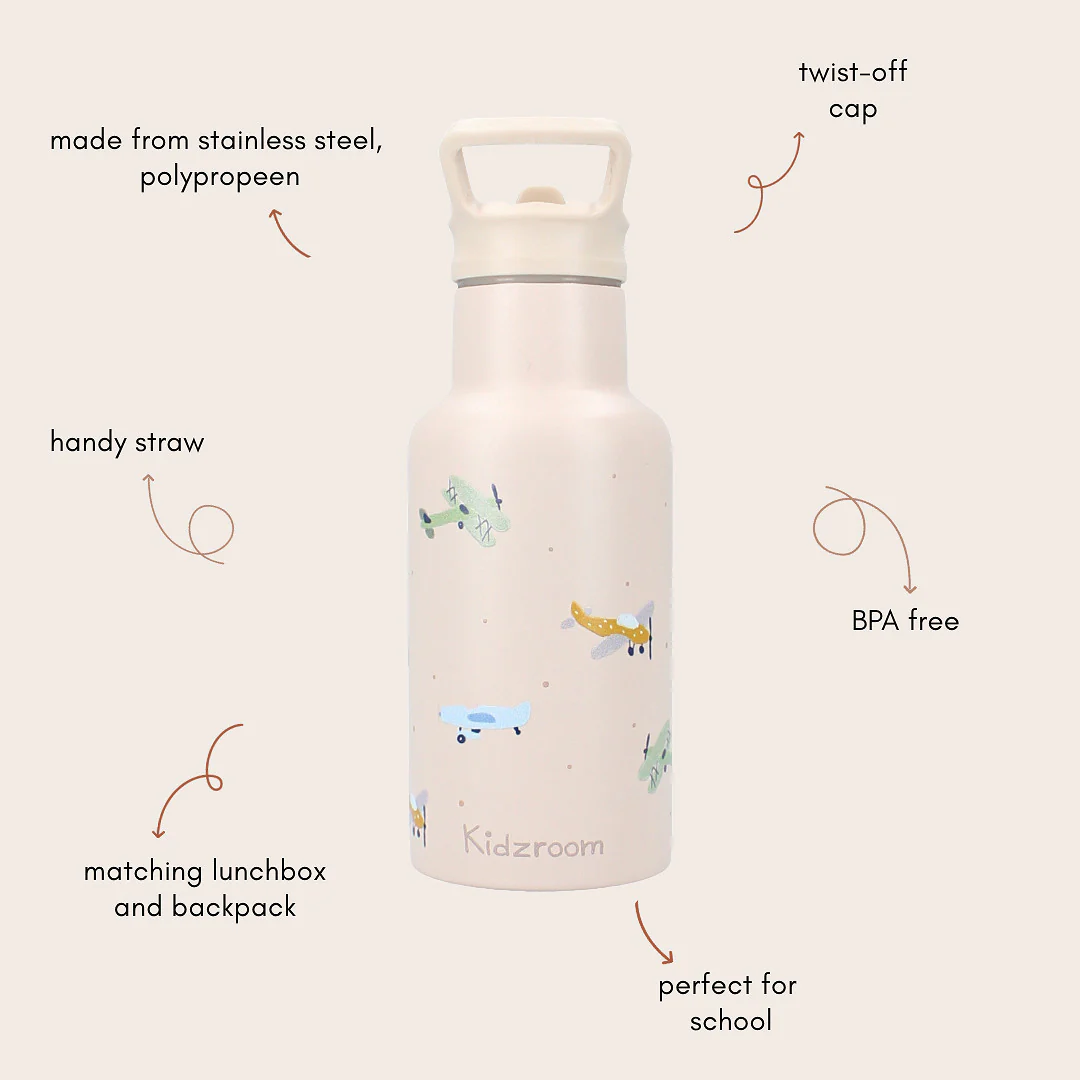Kidzroom Thermische Drinkfles 350ml | Small Talk Beige - Image 2