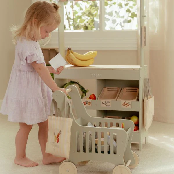 Little Dutch Houten Winkelwagen + Shopper + Accessoires - Image 5