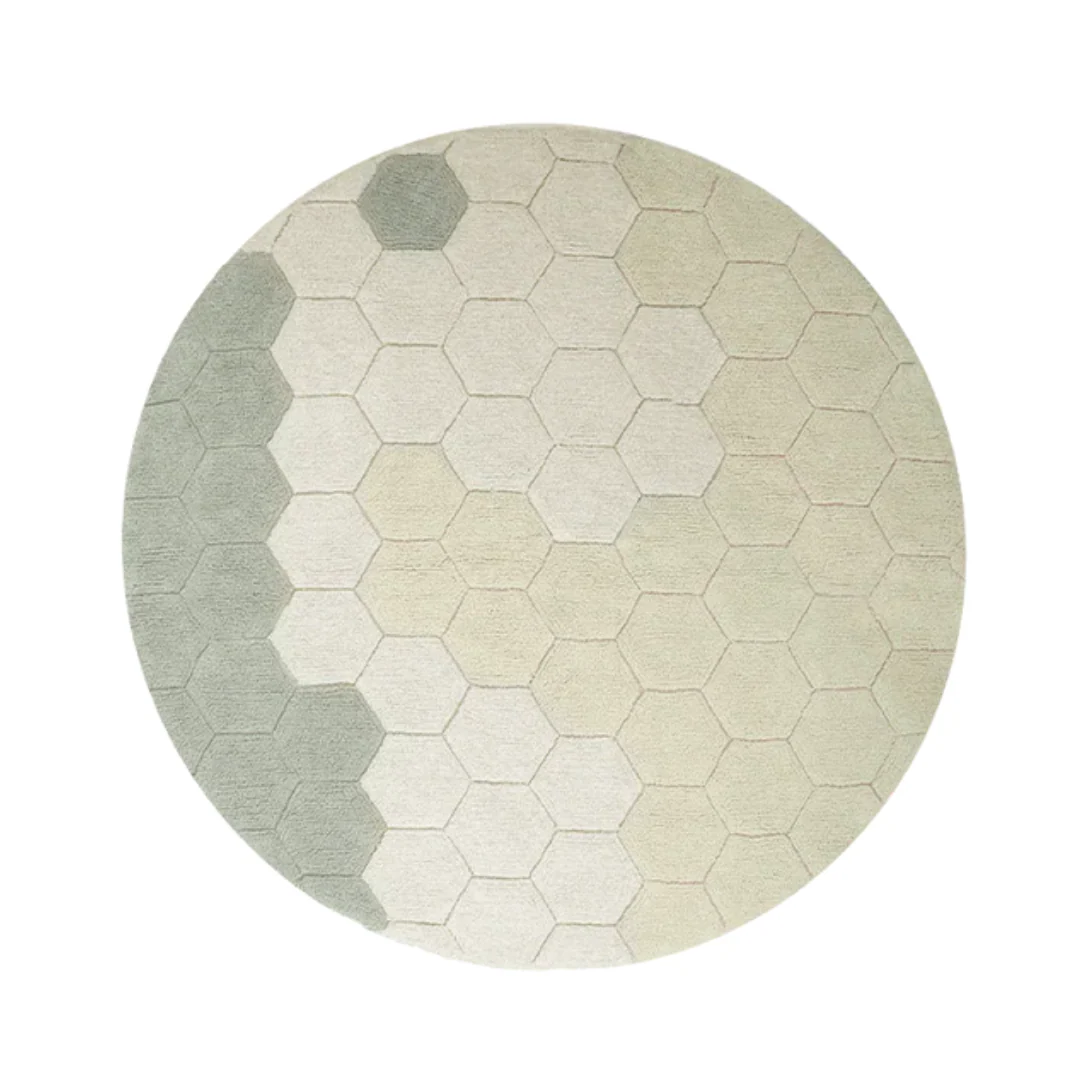 Lorena Canals Machinewasbaar Tapijt Rug Rond Ø140cm | Honeycomb Blue Sage - Image 2