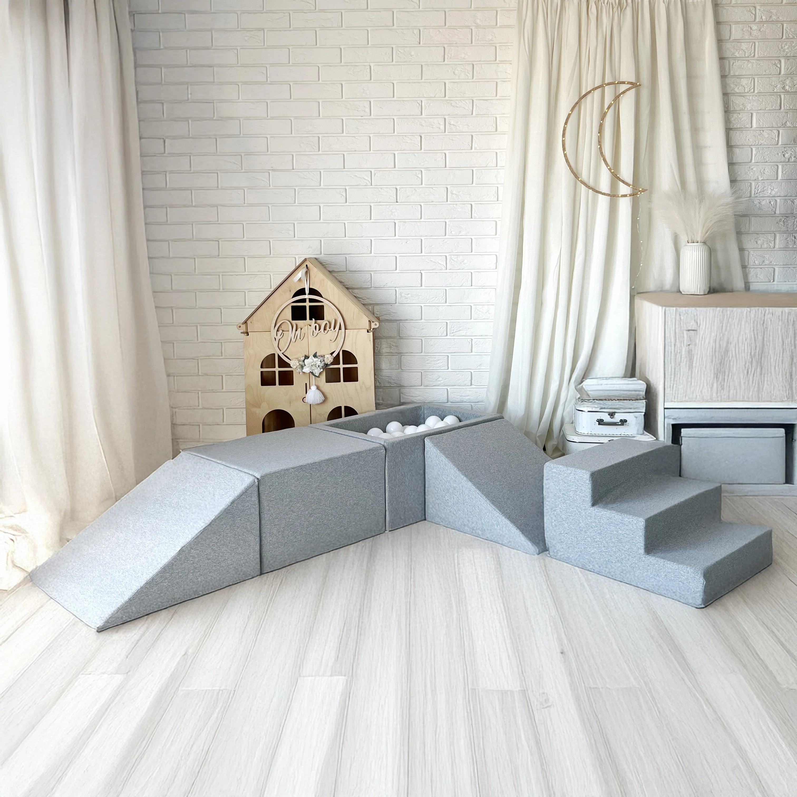 * Moje Ballenbad & Playset Elementen 4st Cotton | Licht Grijs - Image 2
