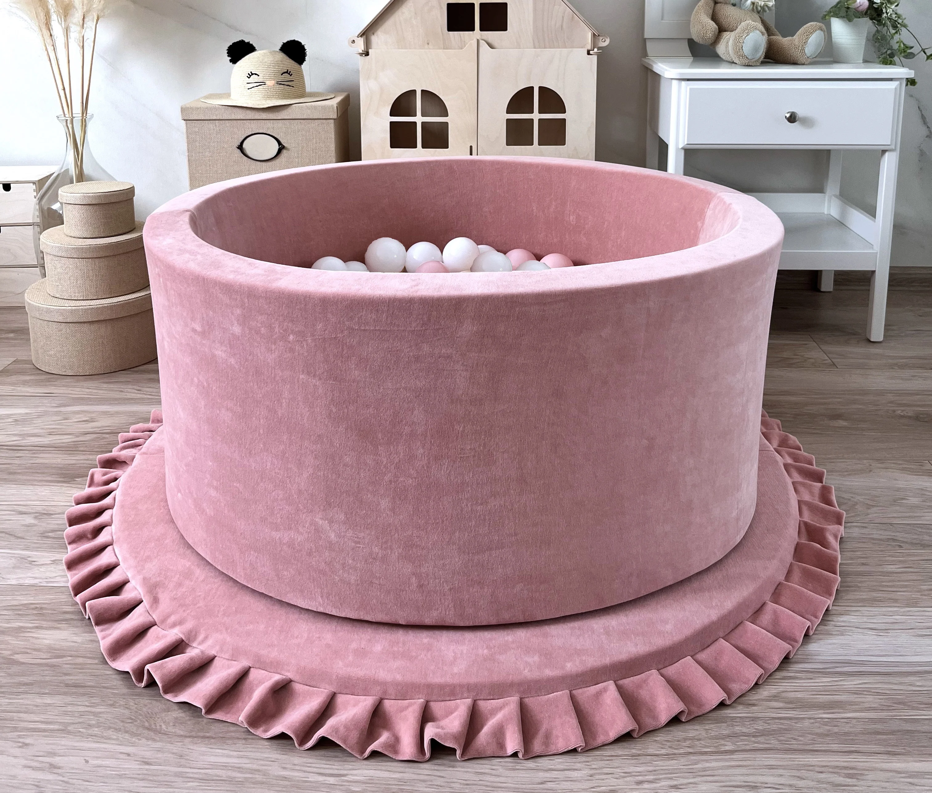 * Moje Ballenbad Soft Velvet 90x40cm | Raspberry Pink - Image 2