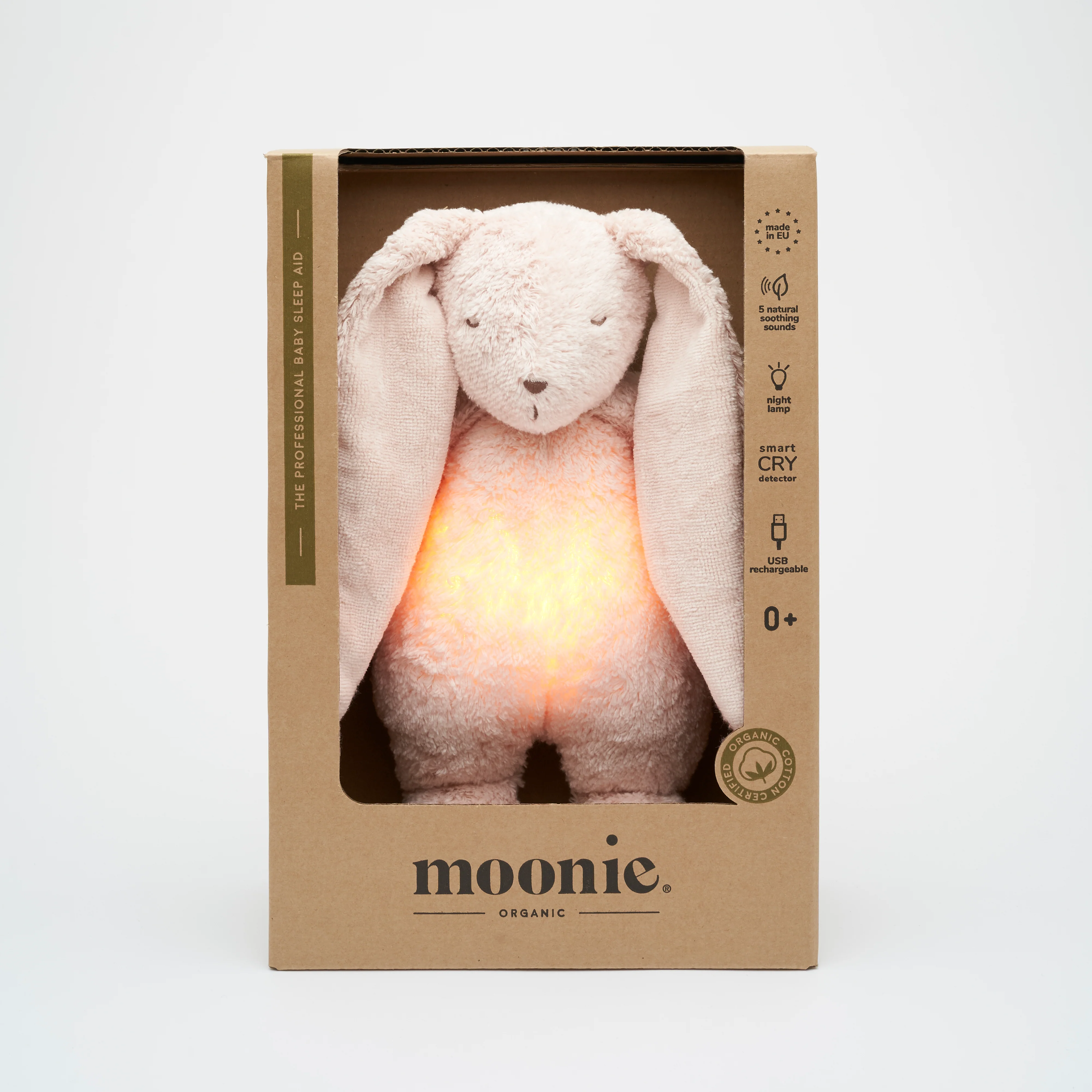 Moonie 2.0 upgrade - Knuffel Hartslag en Licht | Bunny Rose - Biologisch katoen - Image 2
