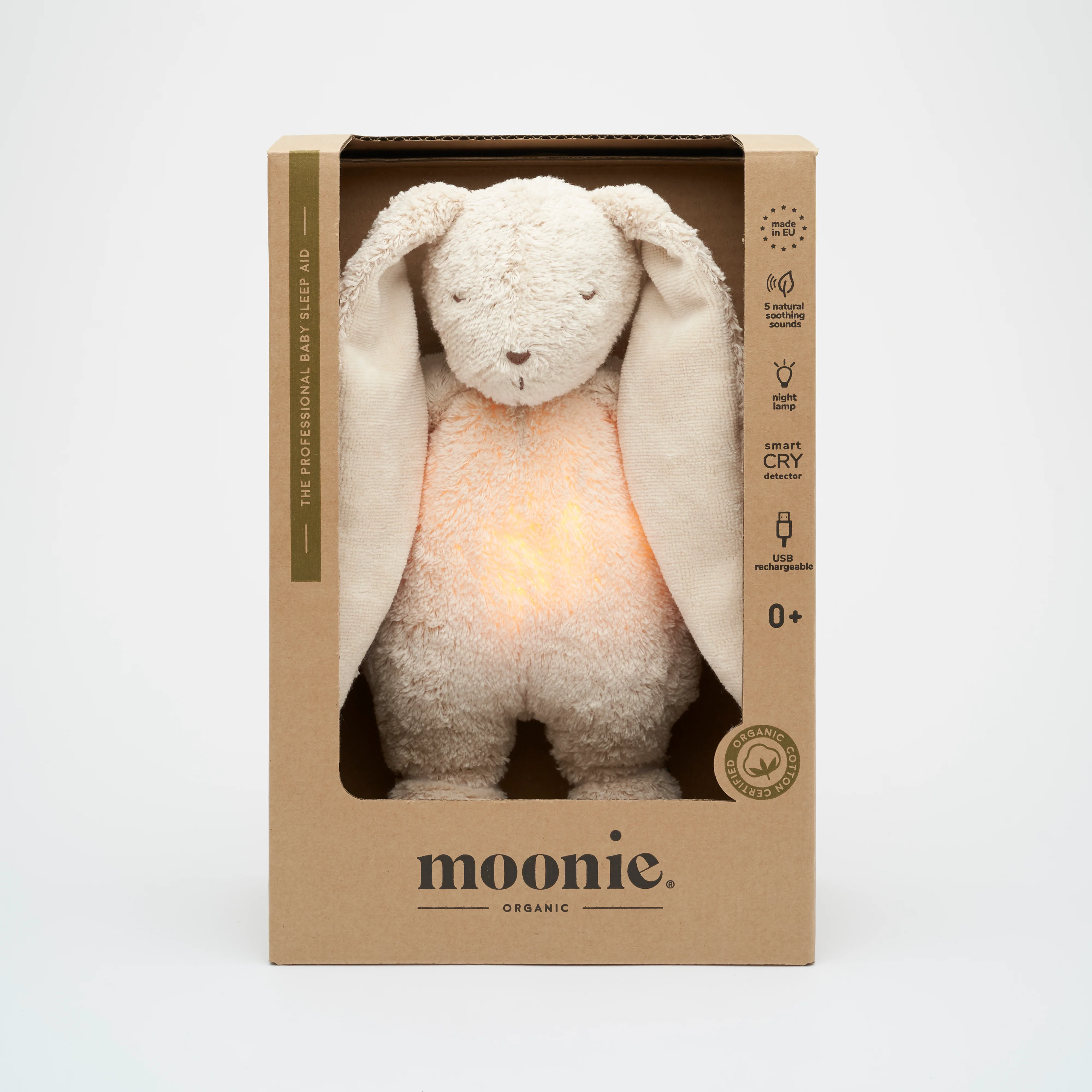 Moonie 2.0 upgrade - Knuffel Hartslag en Licht | Bunny Sand - Biologisch katoen - Image 2