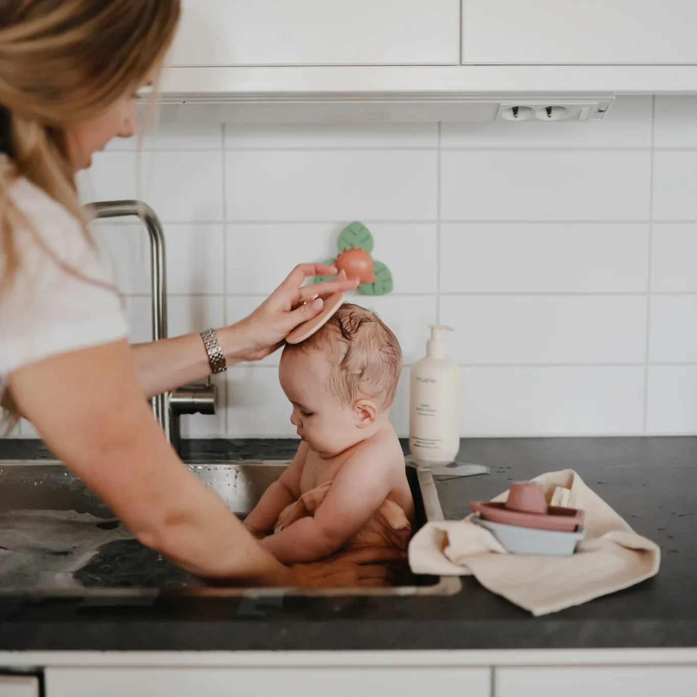 Mushie Cradle Borstel Melkkorstjes 2-Pack | Blush / Shifting Sand - Image 5