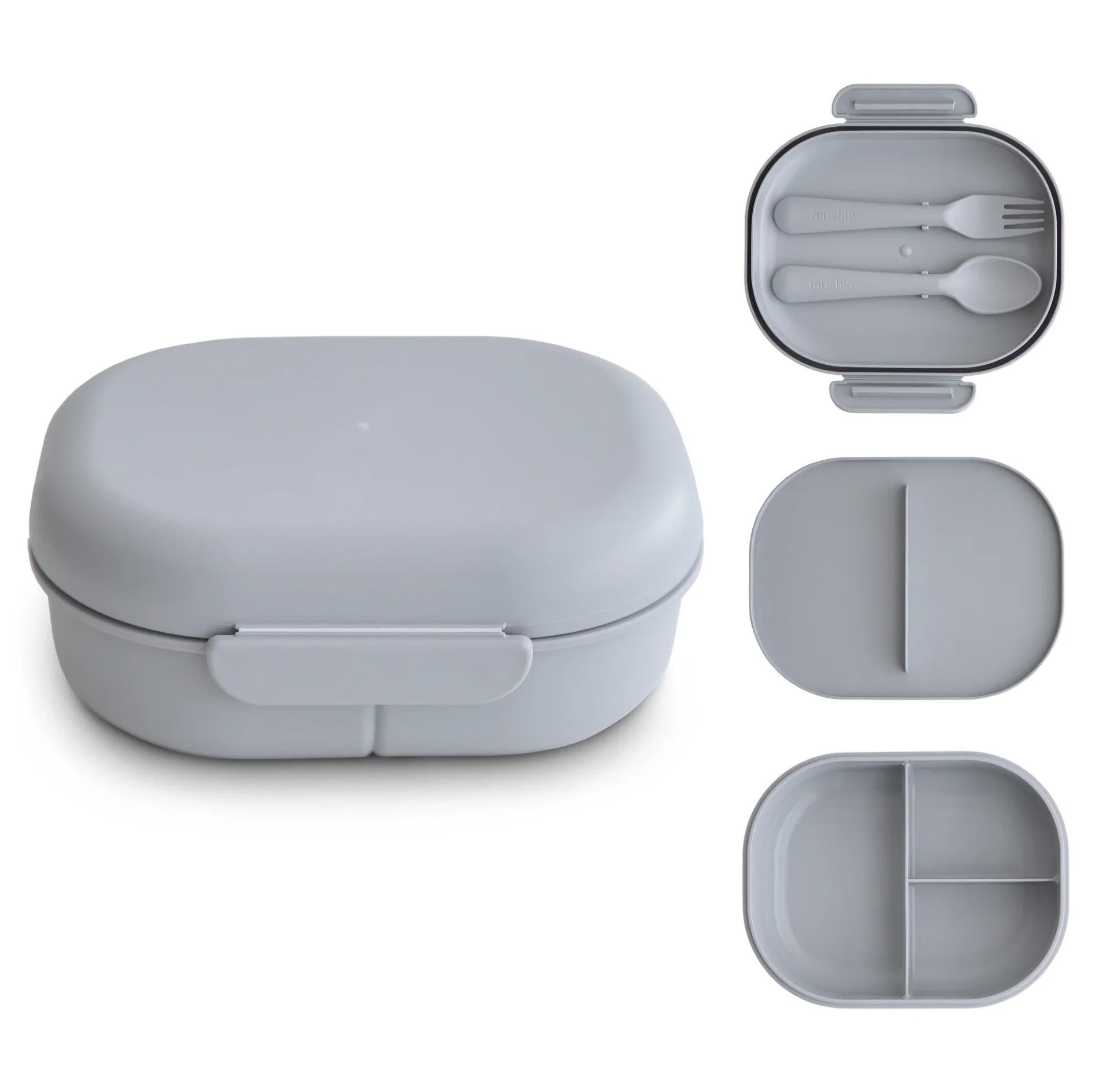 * Mushie Lunchbox Met Vakjes & Bestek | Cloud