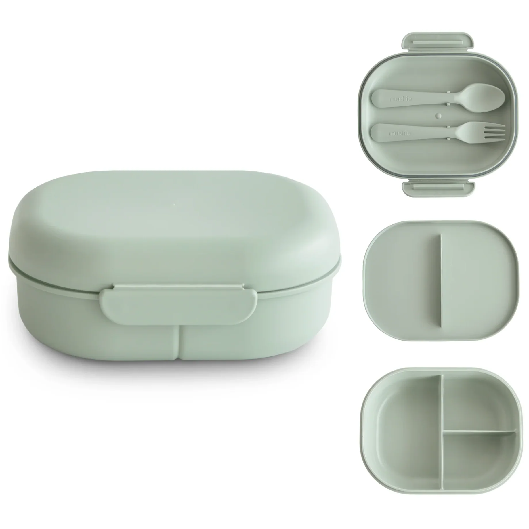 * Mushie Lunchbox Met Vakjes & Bestek | Sage - Image 2