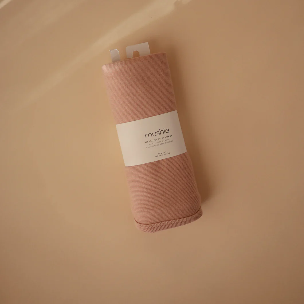 Mushie Ribbed Baby Blanket Deken 89x89cm | Blush - Image 3