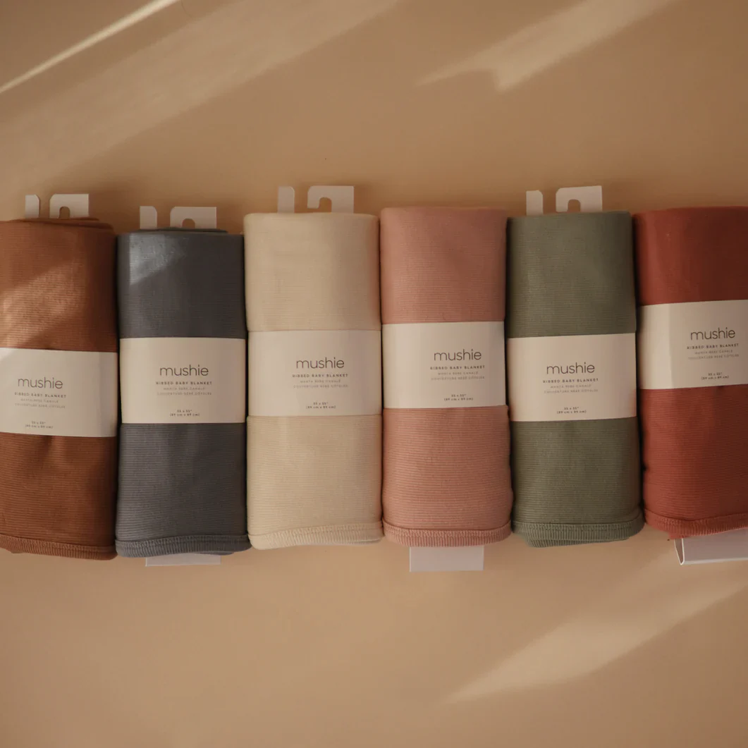 Mushie Ribbed Baby Blanket Deken 89x89cm | Blush - Image 6