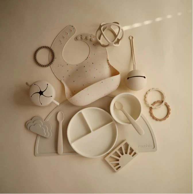 Mushie Silicone Bord Rond Met Zuignap | Ivory - Image 2