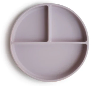 * Mushie Silicone Bord Rond Met Zuignap | Soft Lilac