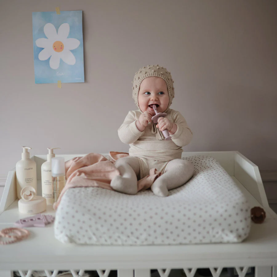 Mushie Siliconen Oefentandenborstel Bloem | Soft Lilac - Image 3
