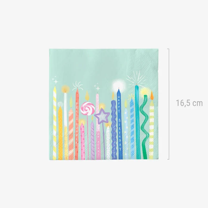 Oh Yeah Set Servetten 20st 33x33cm | Birthday Candles - Image 2