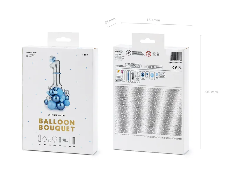 Party Deco Folie Ballon | Bouquet Nummer 1 Blue - Image 4