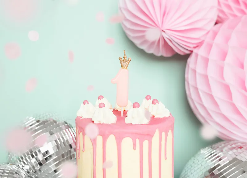 Party Deco Verjaardagskaarsje Nummer "1" | Light Pink - Image 2