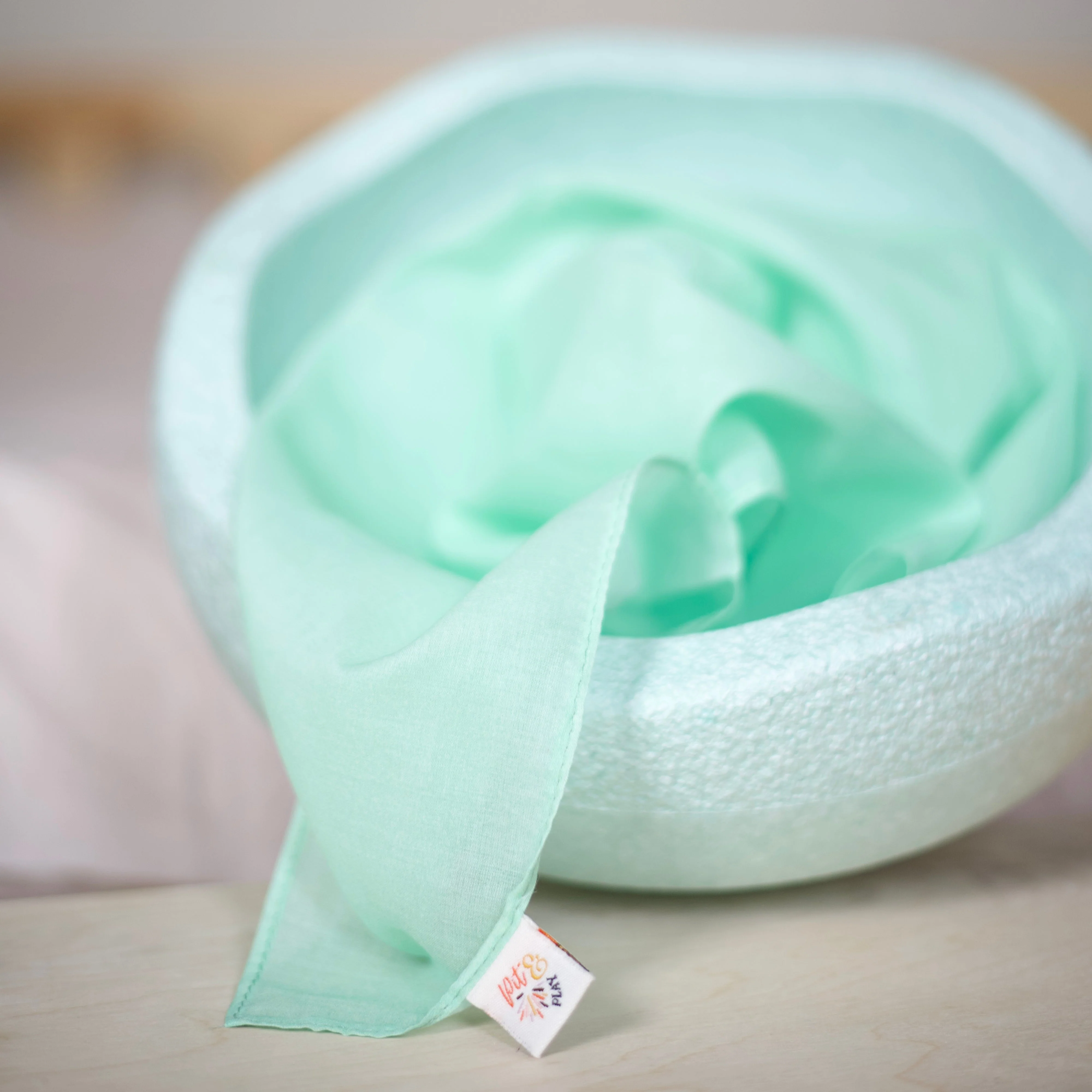 * Pit & Play Pastel Speeldoek 48x48cm | Groen / Mint - Image 2