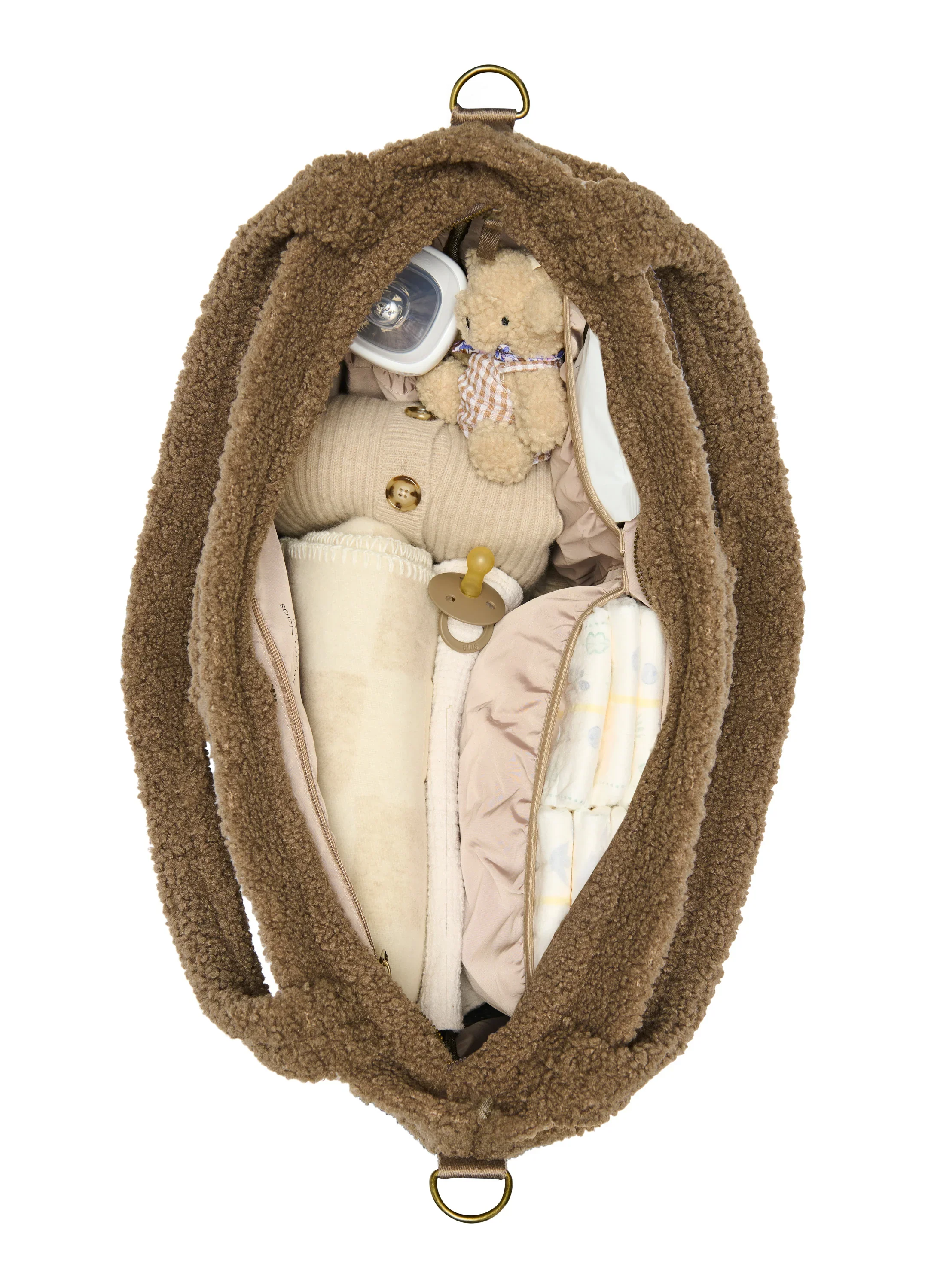 Studio Noos Brown Teddy Diaper Bag Luiertas Met Rits - Image 6