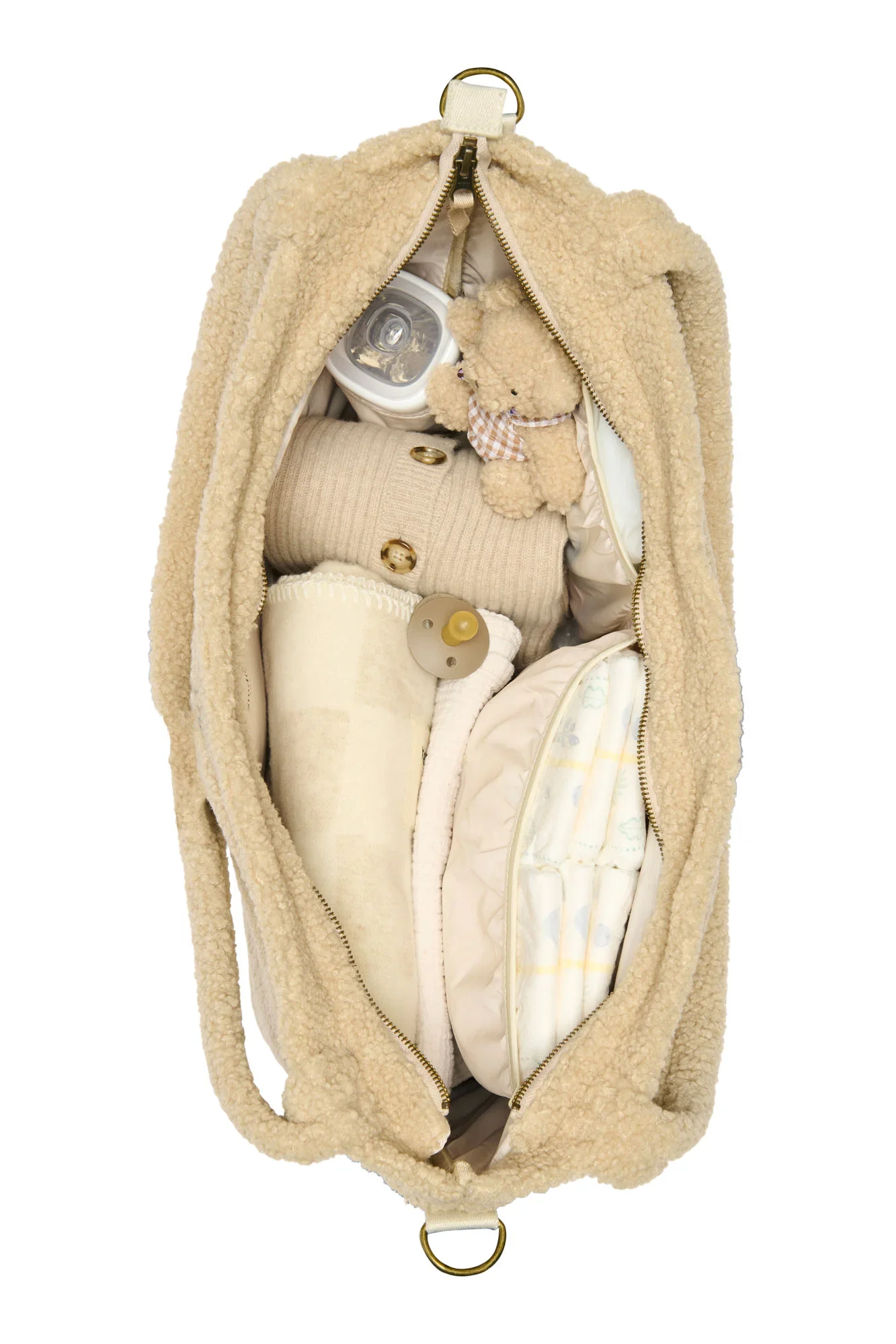Studio Noos Diaper Bag Luiertas Met Rits | Ecru Teddy Hearts - Image 2