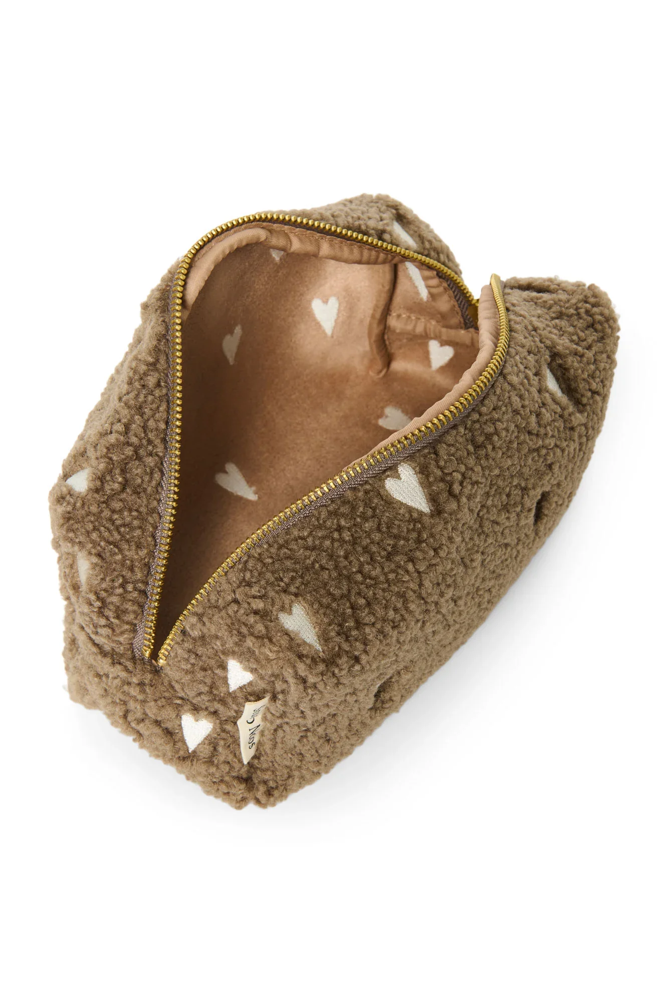 Studio Noos Teddy Pouch | Brown Hearts - Image 2