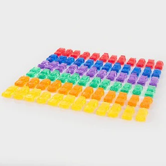 Tickit Doorschijnende Kleurrijke Auto's 4x2 cm | 72 stuks