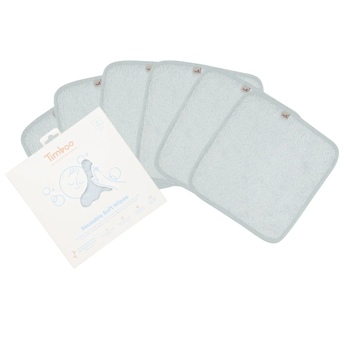 Timboo Herbruikbare Zachte Doekjes Set 6 20x20cm | Riviera Blue