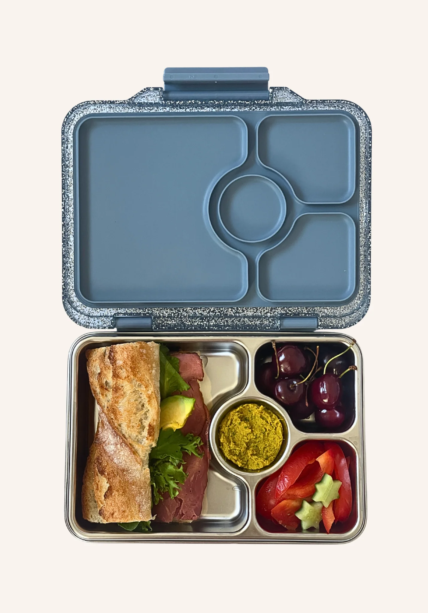 Yumbox Pret 4 Vakken Lekvrije Lunchbox | Parijs Blauw Glitter - Image 3